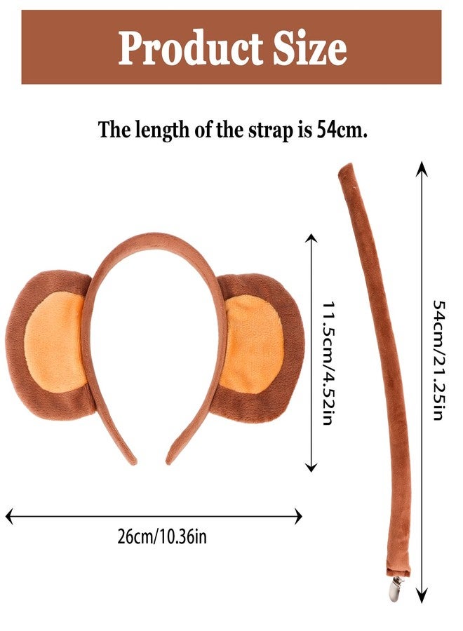 ACO-UINT Monkey Ears Headband Monkey Ears and Tail Set Costume Chrismas Accessories - Image 2